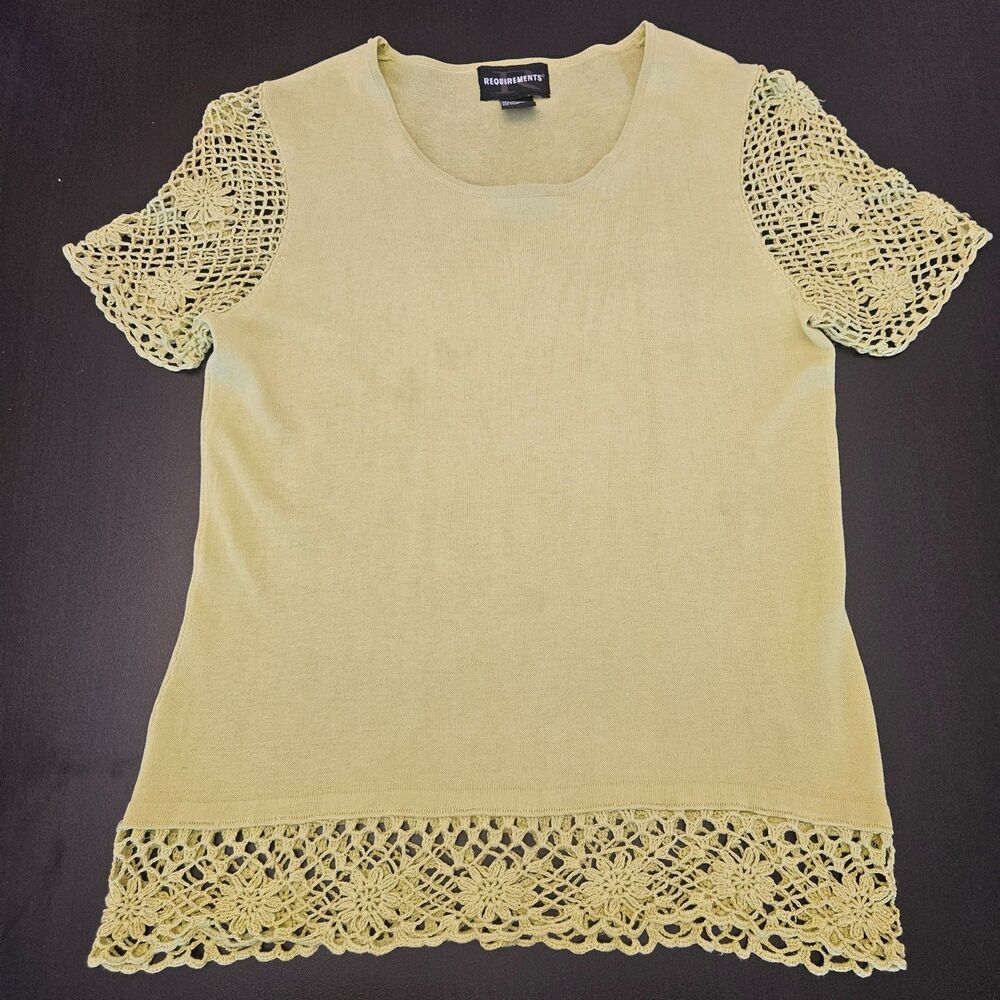 Requirements 75% Silk Top Crochet Sleeves Bottom Green Sz M Festival Boho Fairy